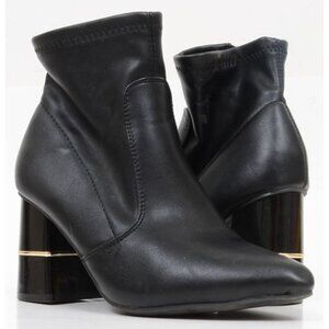 London Fog  Jericho Chunky Ankle Booties Black Vegan Leather Boots Womens 6.5M